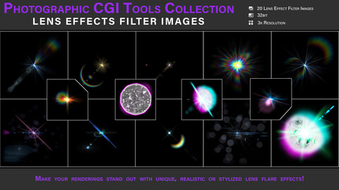 Lens Effect Filter Images: Photographic CGI Tools Collection Bundle Extras