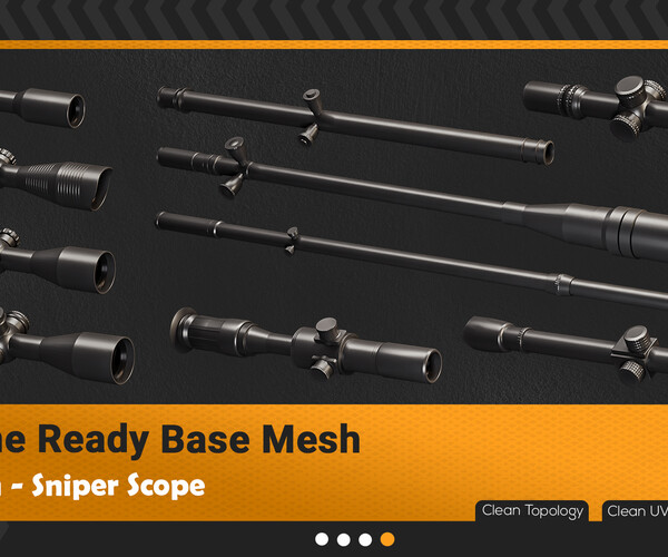 ArtStation 25 Sniper Rifles Scope Base Mesh VOL 03 (Game Ready