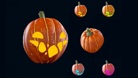 Halloween Pumpkin Head 01 - Game Ready - Lowpoly - Textured PBR