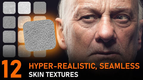 12 Seamless, Hyper-realistic Skin Displacement Textures