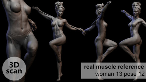 3D scan real muscleanatomy Woman13 pose 12