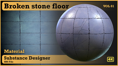 Broken stone floor - VOL 01 - substance designer