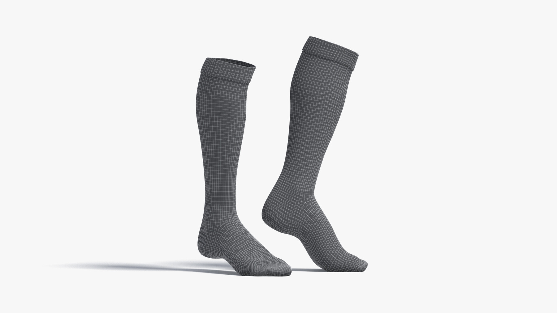 ArtStation - White Knee High Socks stand on tiptoe - fabric sox pair ...