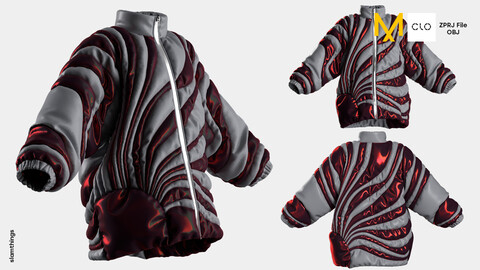 Streetwear Puffer Jacket #013 - Clo 3D / Marvelous Designer + OBJ / DIGITAL FASHION / HYPEBEAST / FUTURE FASHION