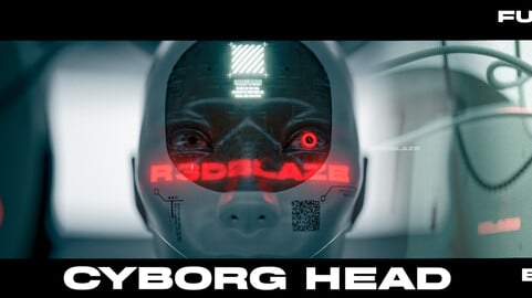 CYBORG HEAD | rigged + animated | blend file