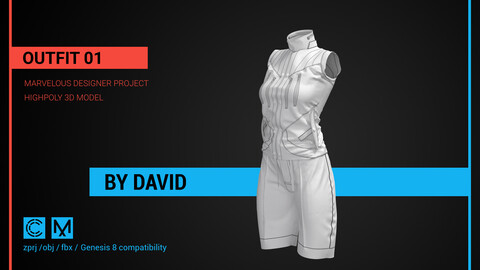 Outfit 01- Marvelous Designer, CLO project.