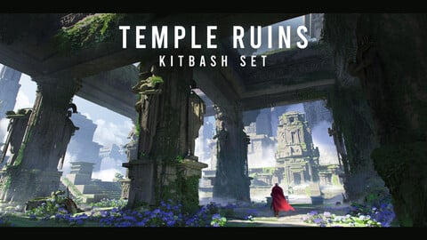 Temple ruins 3D kit for concept art and illustration
