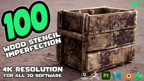 MEGA PACK - 100 Practical and useful WOOD Stencil imperfection