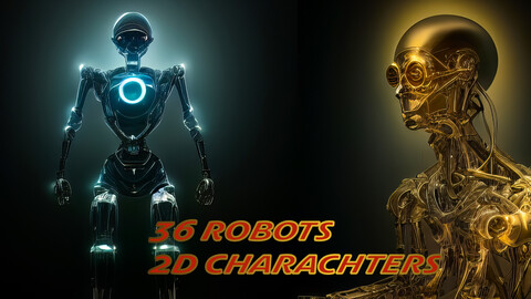 36 Robots 2D Characters. Part 2