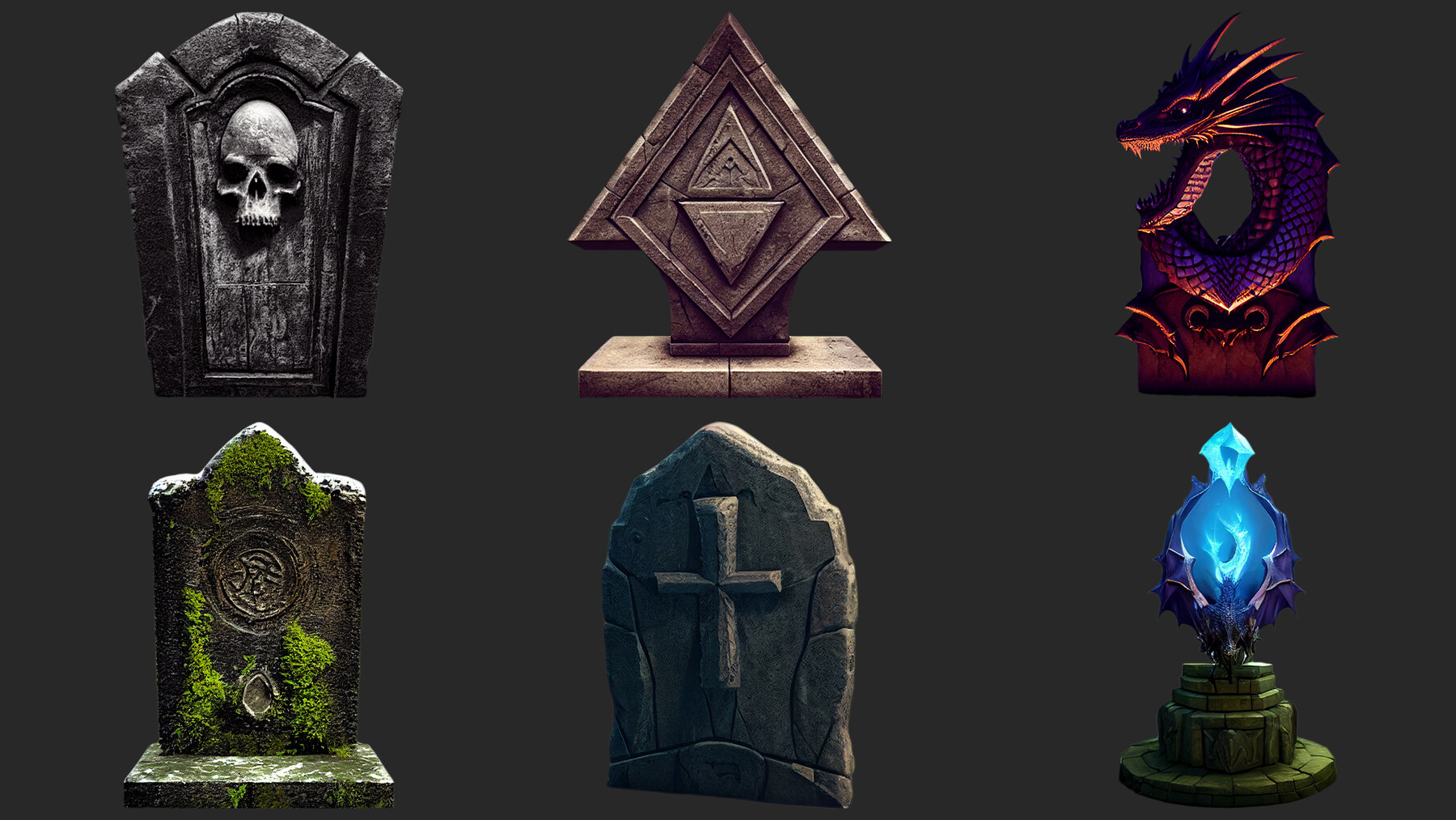 ArtStation 81 Gravestones Game Assets