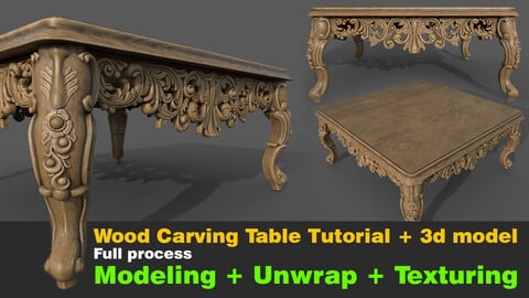 Wood Carving Table Tutorial + 3d model + Substance file