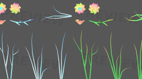 Fantasy geometric grass and flower