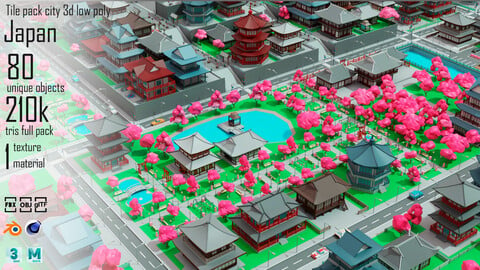City  Japan Low-poly 3D model