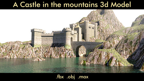 A castle in the mountains- 3d Model