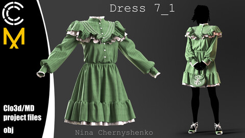 Dress 7_1. Marvelous Designer/Clo3d project + OBJ.