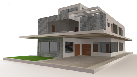 3D model drawing of villa structure