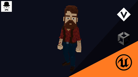 Woodcutter Character - Voxel Model