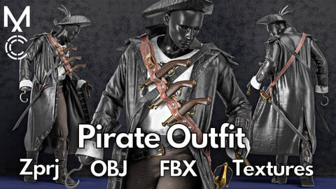 Pirate No.1 : Marvelous Designer + Clo3d + OBJ + FBX + Texture