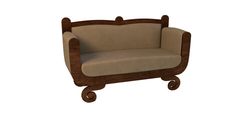 Biedermeier Walnut Sofa 1820s PBR 4K