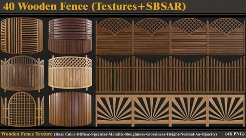 40 Wooden Fence (Textures + SBSAR)