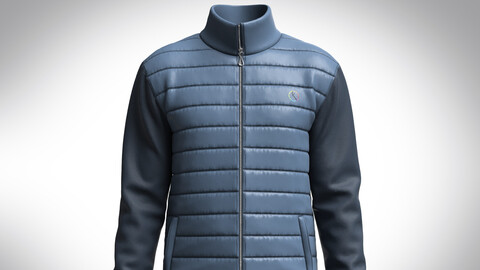 Padded jacket with knit sleeves