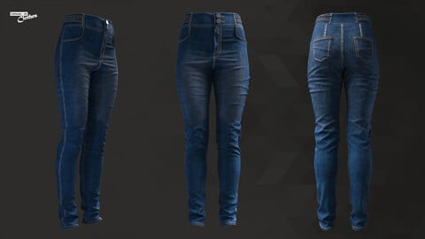High Waist Jeans - 89 Marvelous Designer and Clo3D