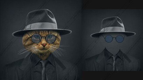 Musician Cat - Pet Portrait Template - PSD File
