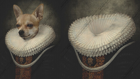 Queen Dog Renaissance Pet Portrait Template - PSD File