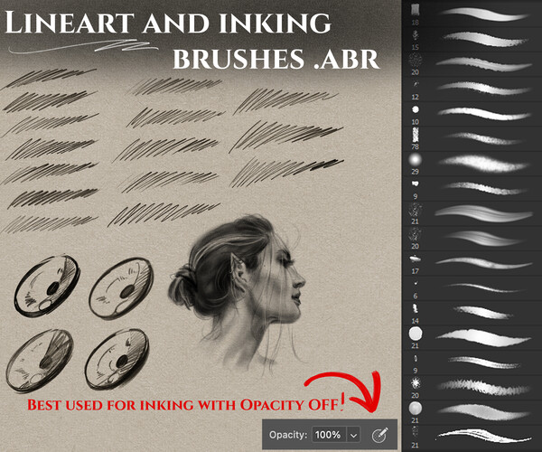 ArtStation Lineart and Inking Brushset Brushes