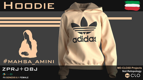 Female Hoodie - MD/Clo3D projects + OBJ