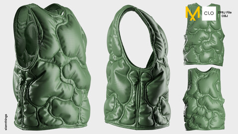 Streetwear Puffer Vest #007 - Clo 3D / Marvelous Designer + OBJ / DIGITAL FASHION / HYPEBEAST / FUTURE FASHION