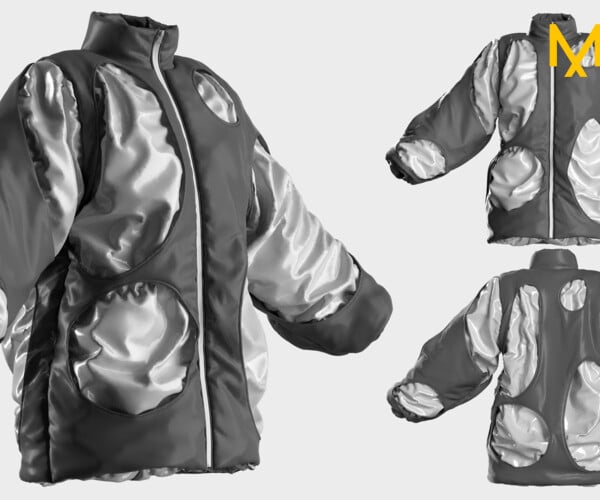 ArtStation - Streetwear Puffer Jacket #023 - Clo 3D / Marvelous Designer +  OBJ / DIGITAL FASHION / HYPEBEAST / FUTURE FASHION