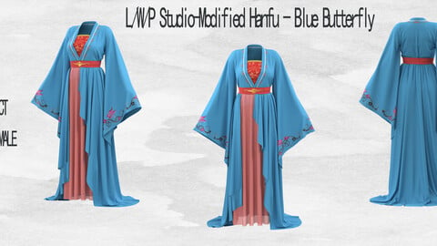 L/W/P Studio-Modified Hanfu - Blue Butterfly