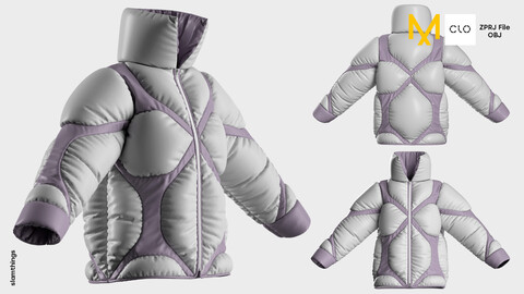 Streetwear Puffer Jacket #015 - Clo 3D / Marvelous Designer + OBJ / DIGITAL FASHION / HYPEBEAST / FUTURE FASHION