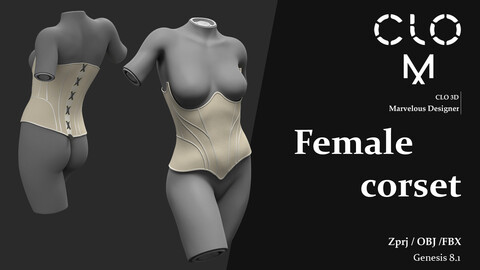 Female corset  / Marvelous Designer/Clo3D project file + OBJ