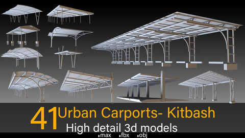 41 Urban Carports- Kitbash- High detail 3d models