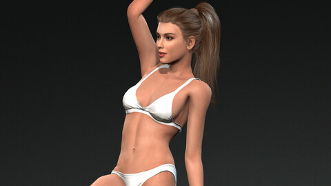 Pretty Female Character with Ponytail - Fully Rigged and UE Game Ready.