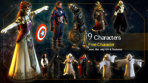 9 Characters_ 3d model