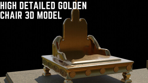 Highly Detailed Golden Chair 3D Model