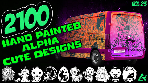 2100 Hand Painted Alpha Cute Designs (MEGA Pack) - Vol 23