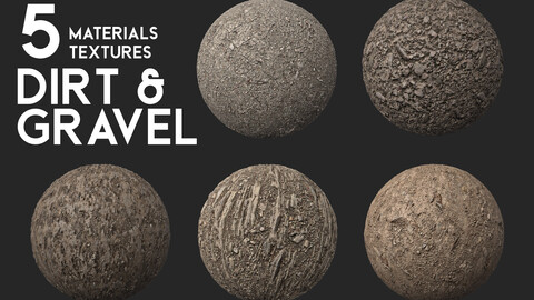 DIRT AND GRAVEL 5 MATERIAL PACK 4K PBR Texture