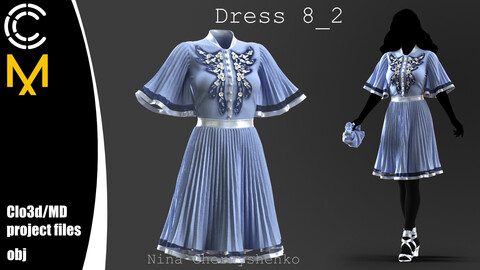 Dress 8_2. Marvelous Designer/Clo3d project + OBJ.