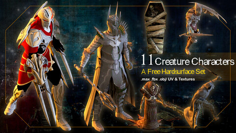 11 Creature Characters_ A Free Hardsurface Set_ 3d model