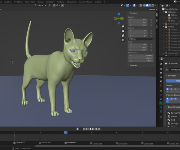 ArtStation - Fur Calico Cat Rigged and Animated | Game Assets