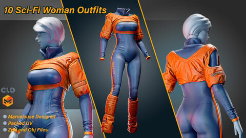 10 Sci-Fi Woman Outfits Vol.01 / Zprj + Obj