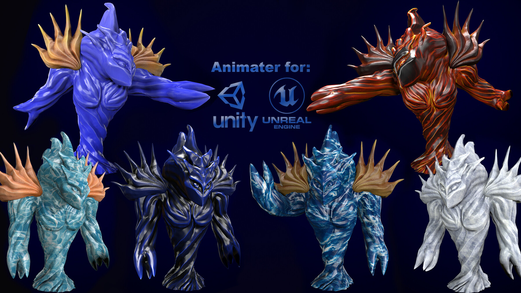 ArtStation Lowpoly model of the character Water Elemental Game Assets