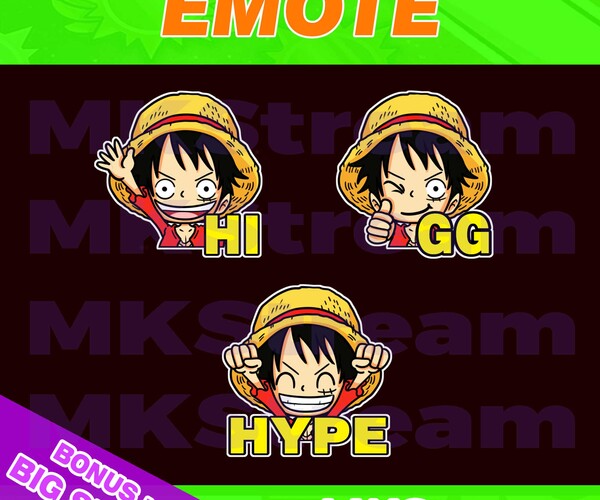 ArtStation - Twitch emotes chibi luffy hype gg hi pack | Artworks