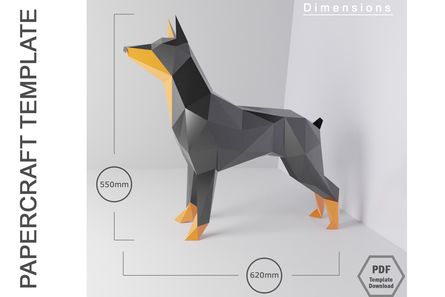 3D Doberman Dog Pinscher Three-dimensional Paper Model DIY