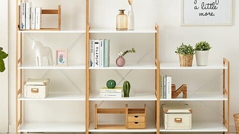 5 steps of wide wooden storage shelf