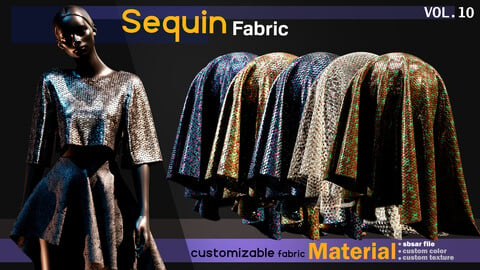 Sequin fabric Material -SBSAR -custom color -custom fabric -4K -VOL 10